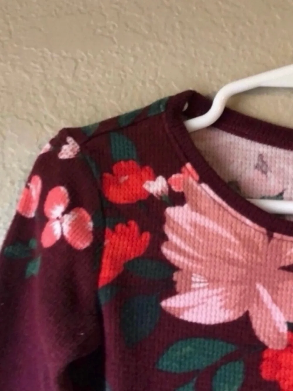 Old Navy Shirt Girls Burgundy Floral Long Sleeve Shirt Casual Top Sz Toddler 4T